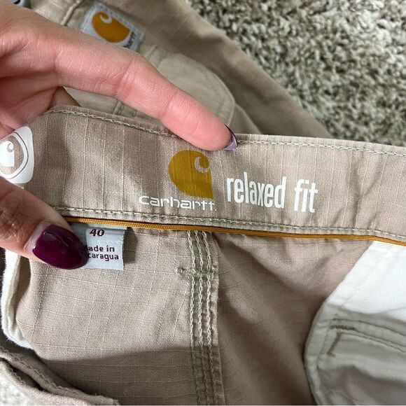 Carhartt Shorts Men’s 40 Relaxed Fit Light Tan Khaki Force Tappen Ripstop Cargo - Picture 5 of 8